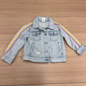 Disney Toddler Girl’s Minnie Mouse Sequin Pendant Trucker Denim Jacket Size 4